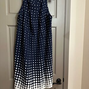 Voir Voir Navy and White Polka Dot Sheath Dress
